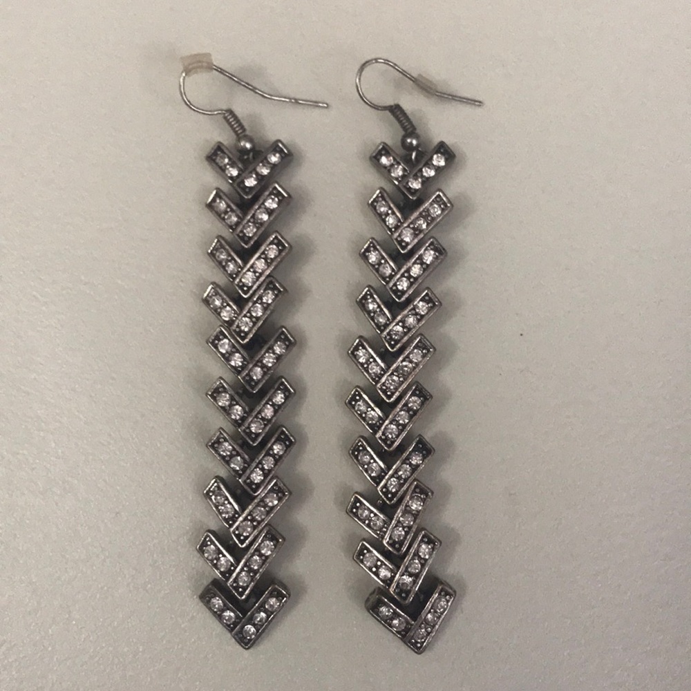 Large, silver dangling earrings
